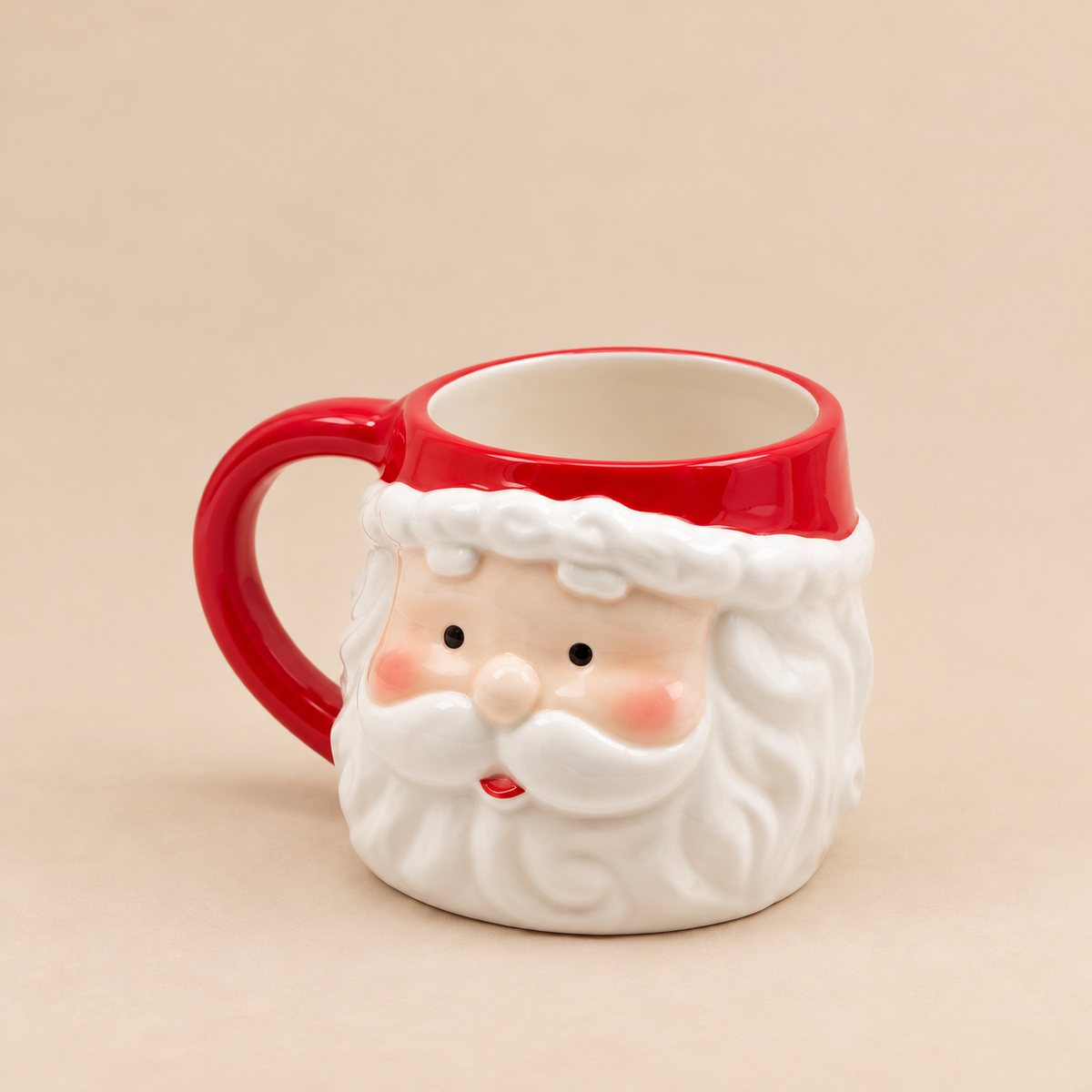 Tazza Natalizia EDG in Ceramica a Forma di Babbo Natale con Manico Rosso
