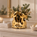 Vaso Decorativo Oro con Due Cerbiatti e Finitura Metallizzata H27 x 26 x 24 cm