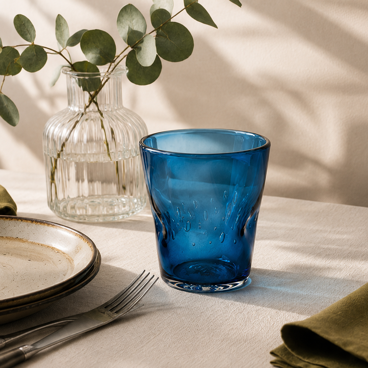Bicchiere in vetro soffiato Memento Dune Glass Deep blue
