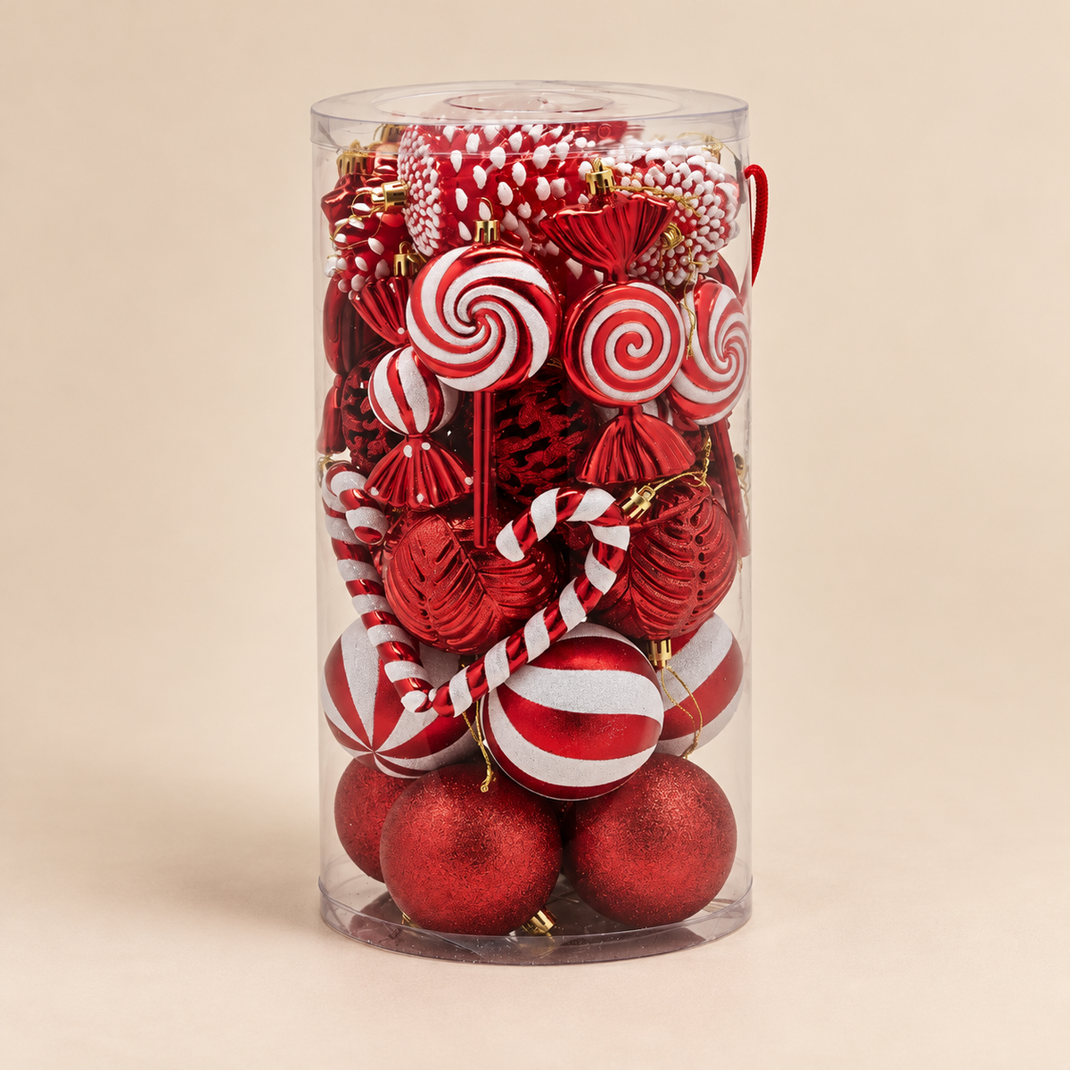 Set 36 Addobbi Natalizi a Forma di Caramelle e Dolciumi Rossi e Bianchi – Decorazioni Candy Christmas