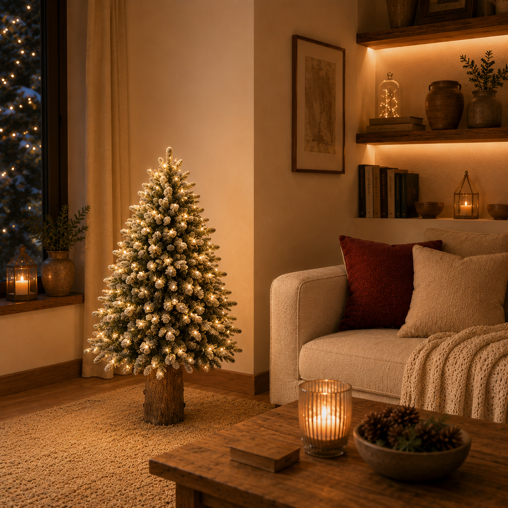 Albero di Natale innevato Merano EDG con 200 LED h.150cm