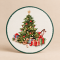 Sottopentola Natalizio Rotondo in Ceramica e Sughero con Albero di Natale, Regali e Cavallo a Dondolo – Ø 20 cm