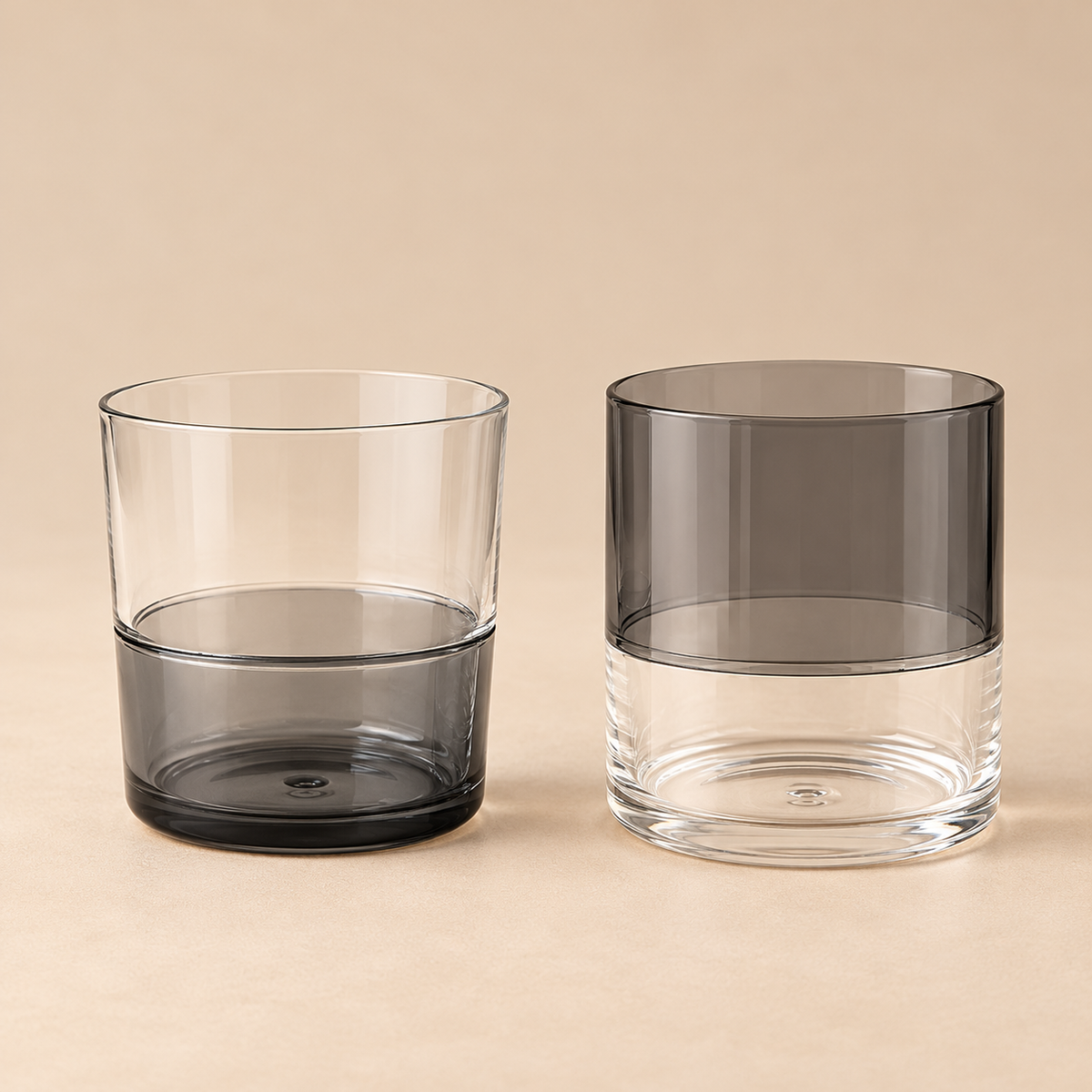 Set 6 Bicchieri Acqua Lounge in Acrilico Trasparente e Grigio Fumé Bicolore
