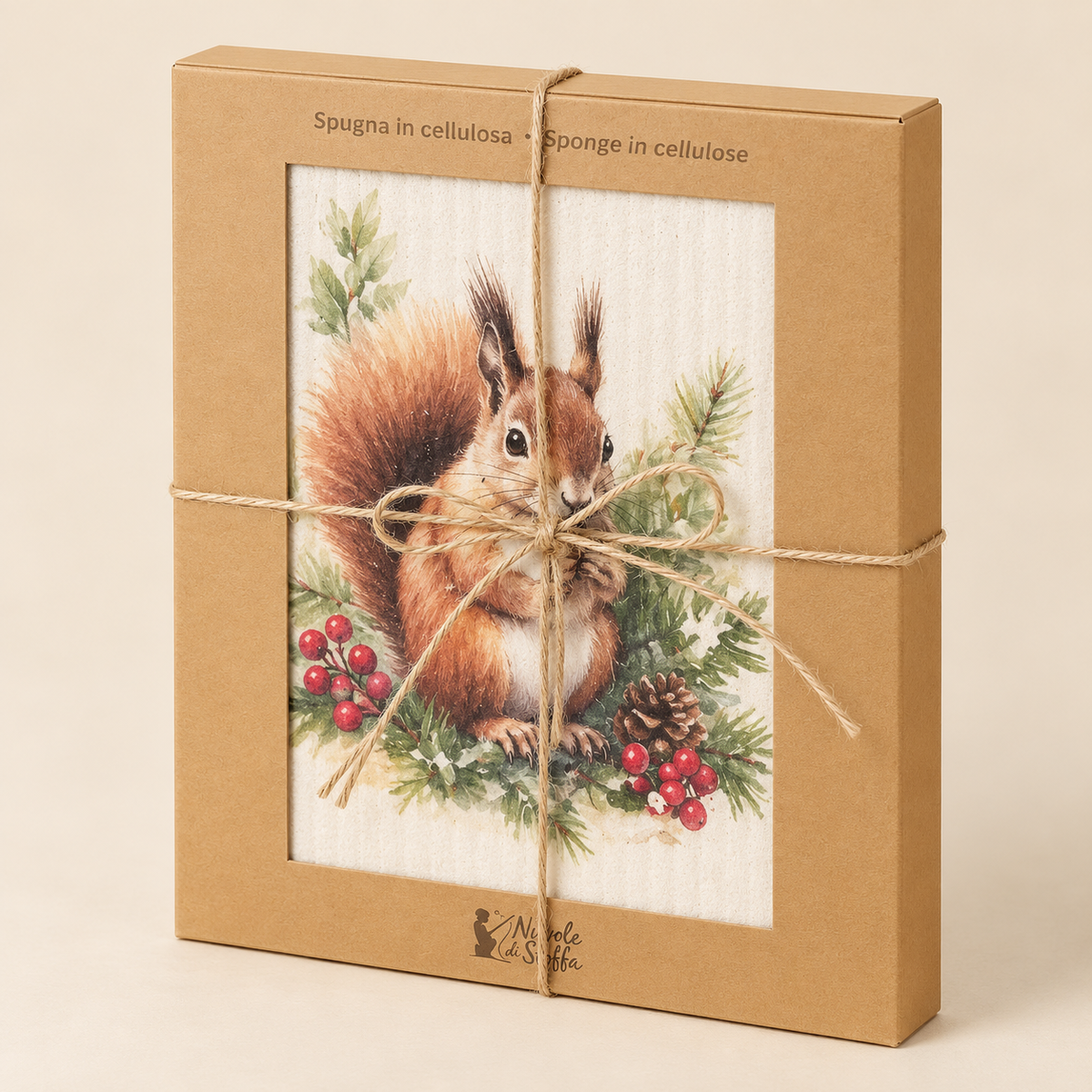 Set 6 Spugne Compostabili in Cellulosa “Bosco Incantato” – Pettirossi e Scoiattoli