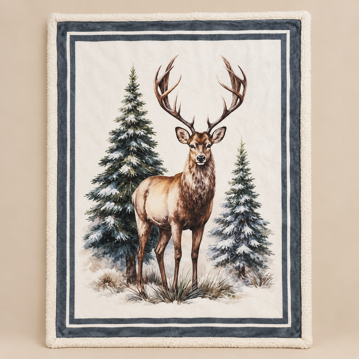 Plaid Bosco Incantato con Cervo 130 x 160 cm