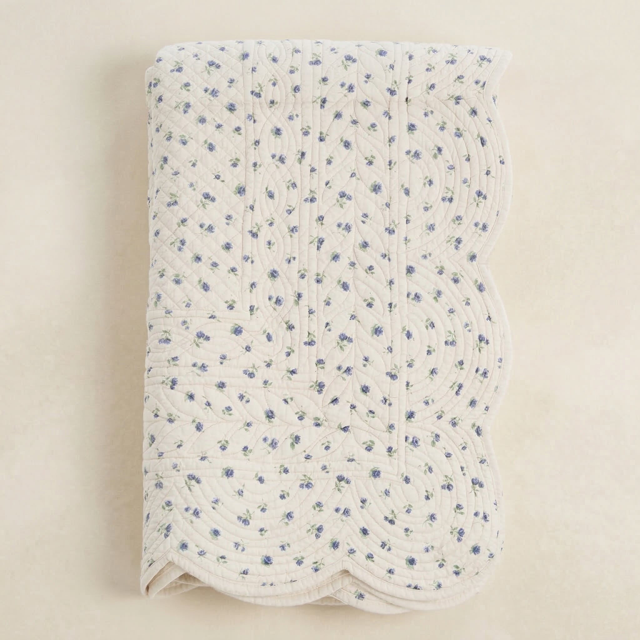 Boutis matrimoniale Floret Full celeste