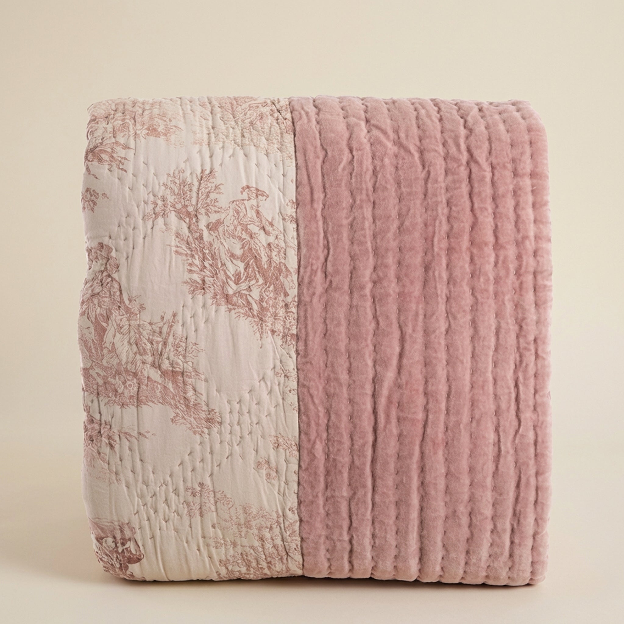 Boutis matrimoniale Vintage Velvet rosa