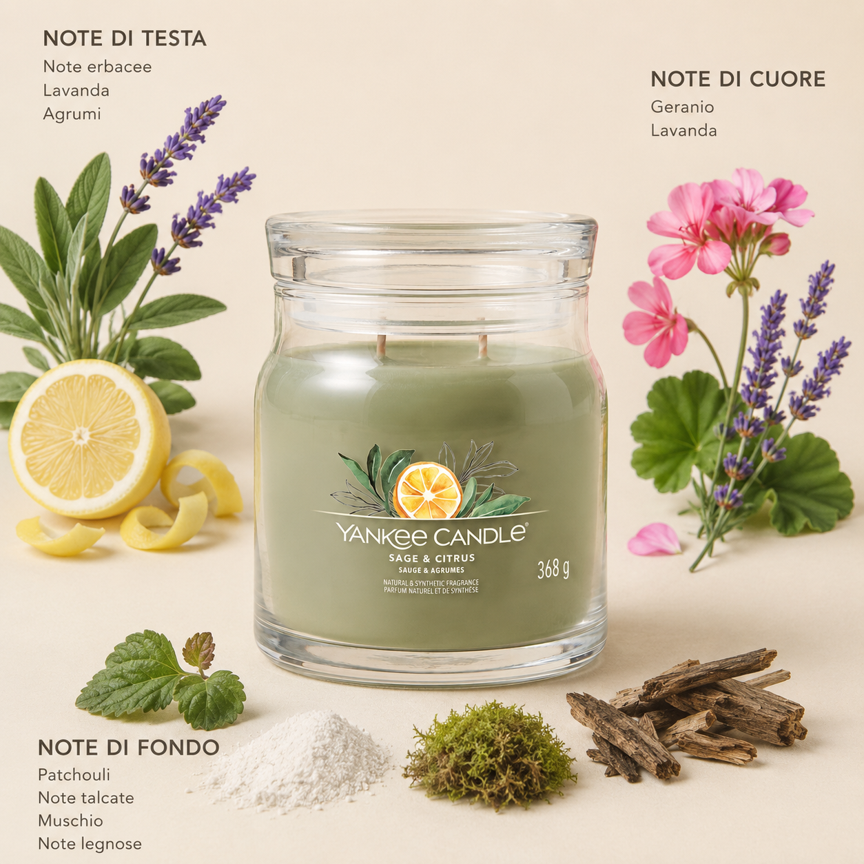 Yankee Candle Giara 368gr Sage & Citrus