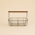 Cestino in Ferro con Manico in Legno – 32 x 15 x H 10/22 cm