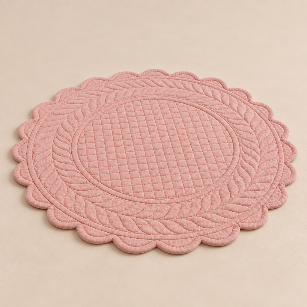 Tovaglietta Americana Tonda Rosa in Cotone - Collezione Carmen