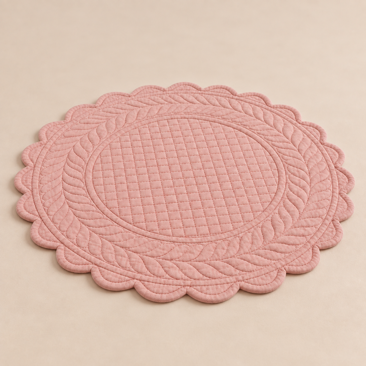 Tovaglietta Americana Tonda Rosa in Cotone - Collezione Carmen