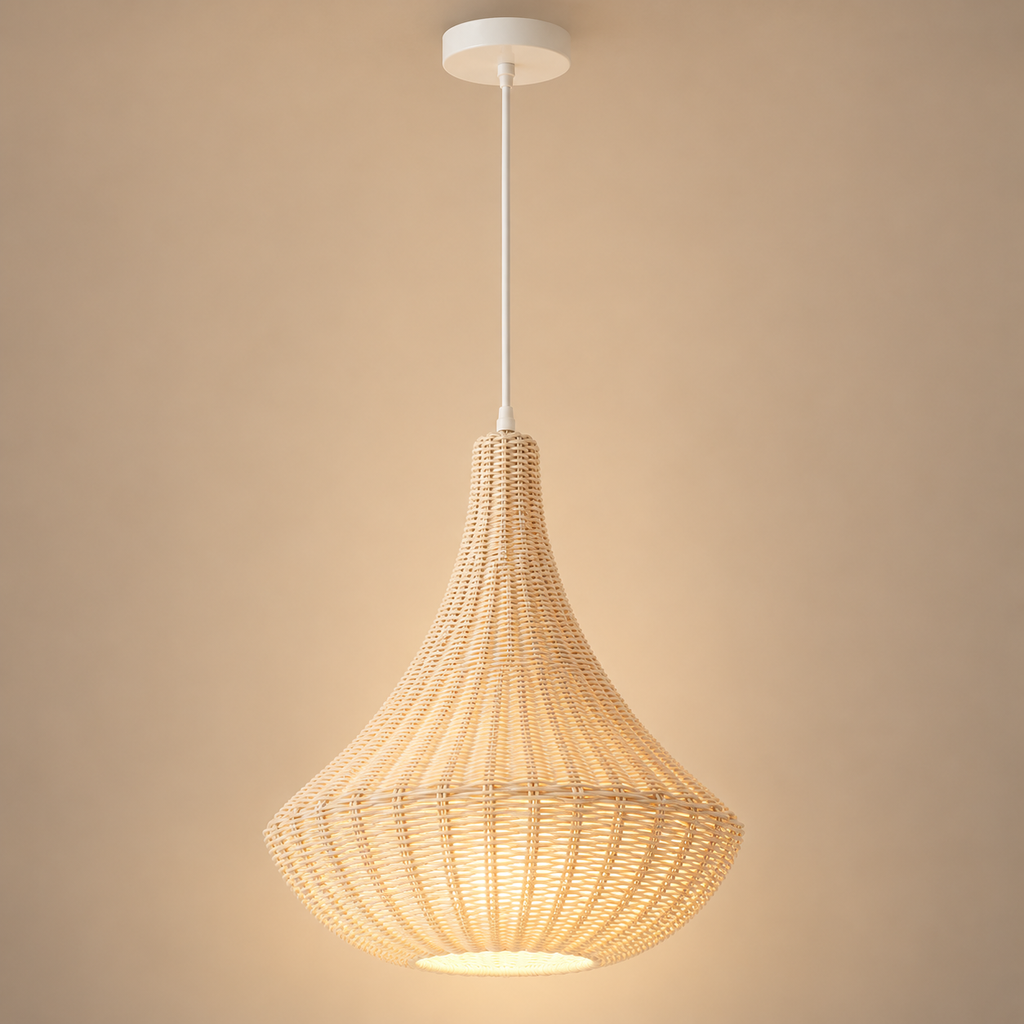Lampadario in Rattan Bianco 40 x 50 cm