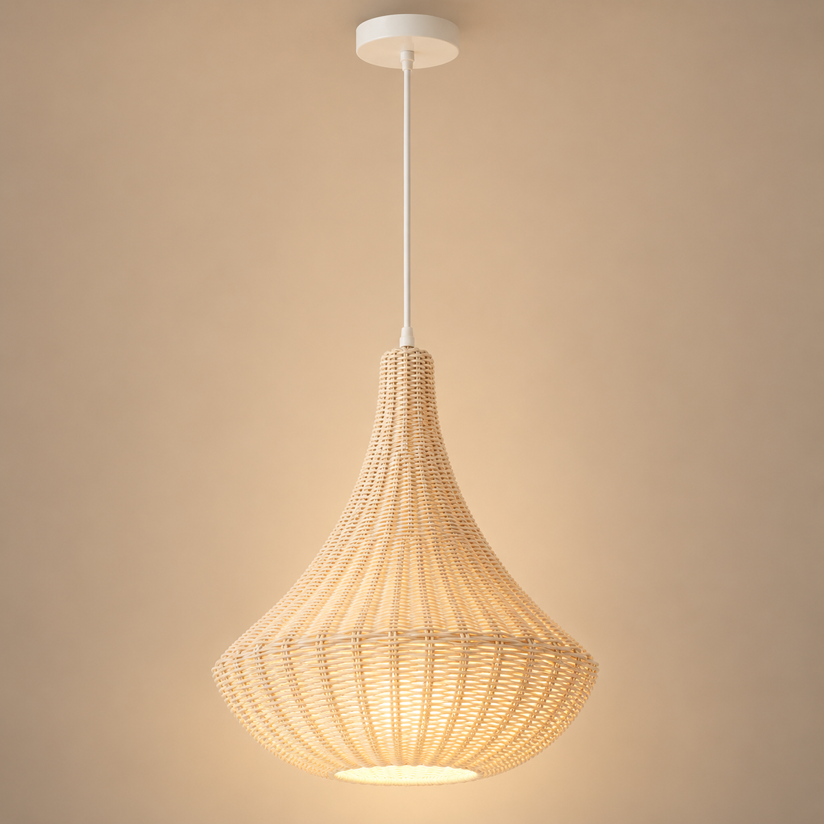 Lampadario in Rattan Bianco 40 x 50 cm
