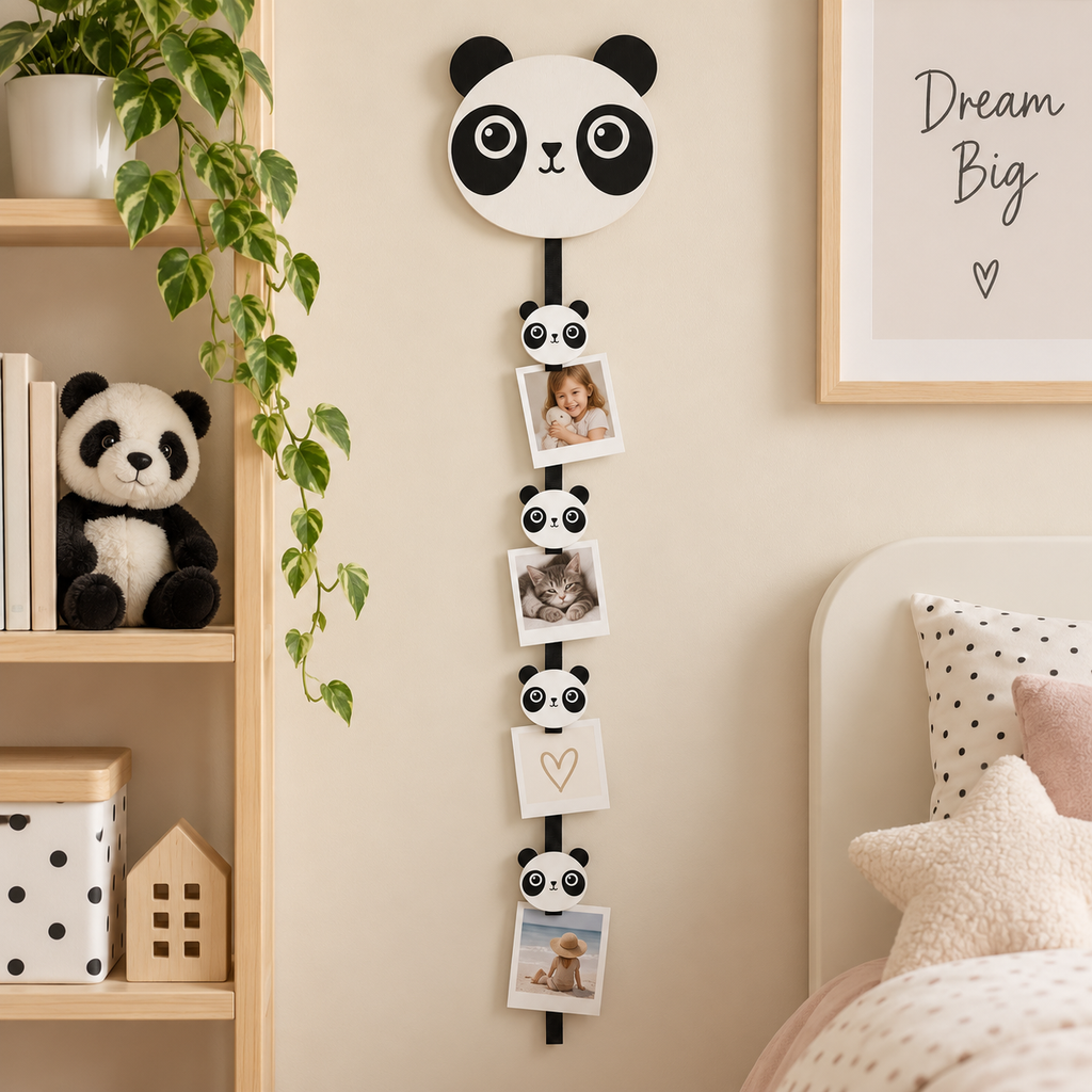 Portafoto Multiplo Panda in Legno 19 x 17 x H74 cm