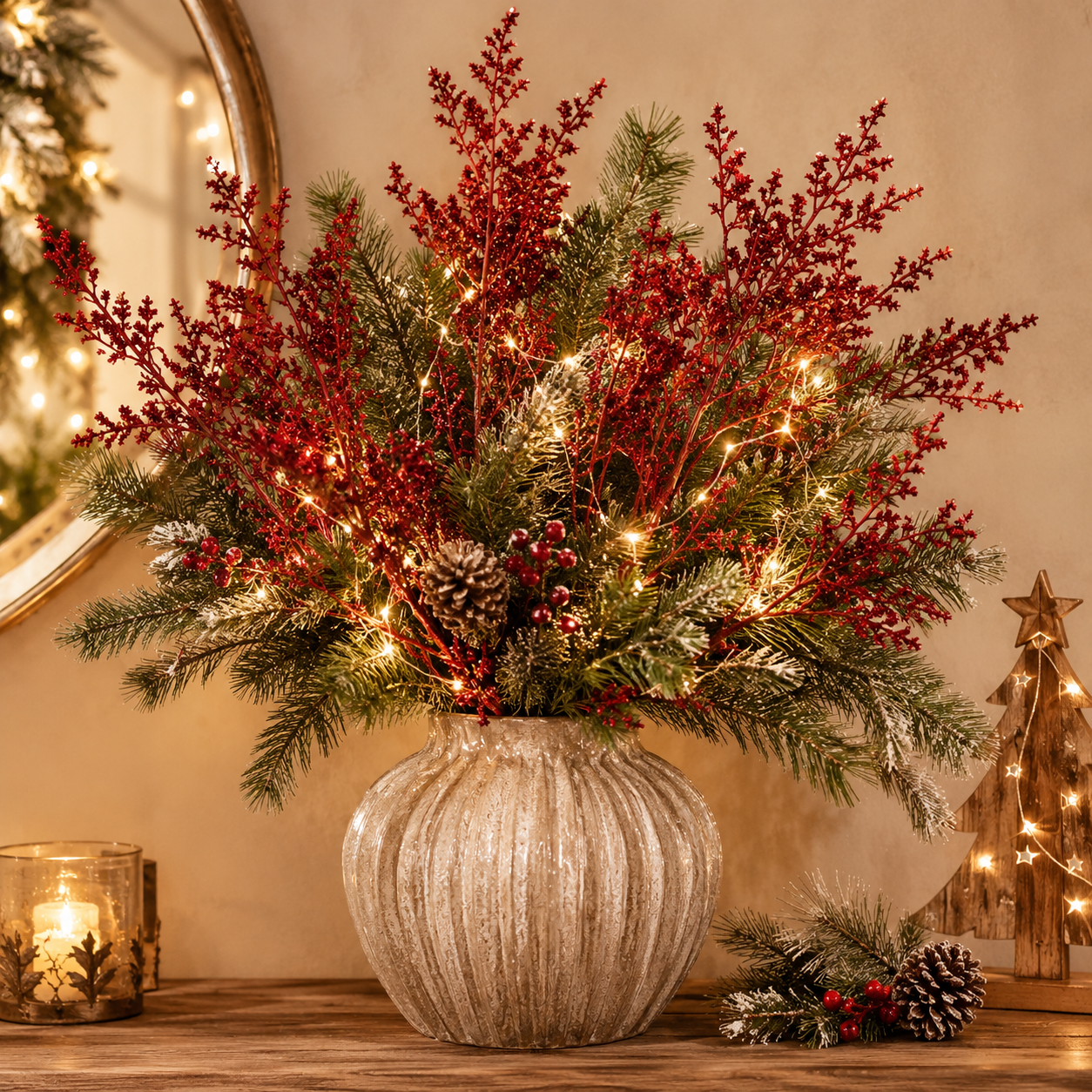 Ramo Celosia Glitter Rosso – H 70 cm