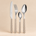 Servizio Posate 24 Pezzi Bistrot Tortora a Pois Bianchi – Acciaio Inox 18/10