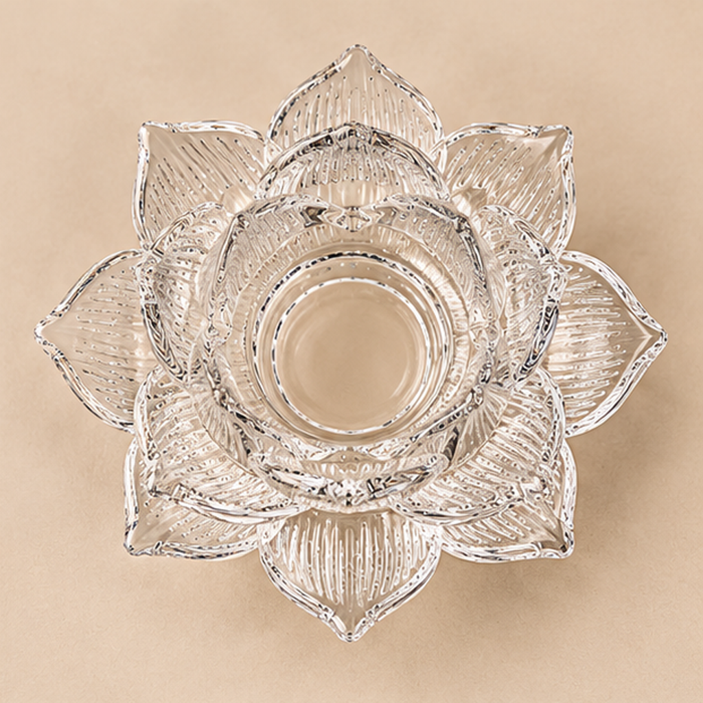 Portacandela Lotus in Vetro Trasparente