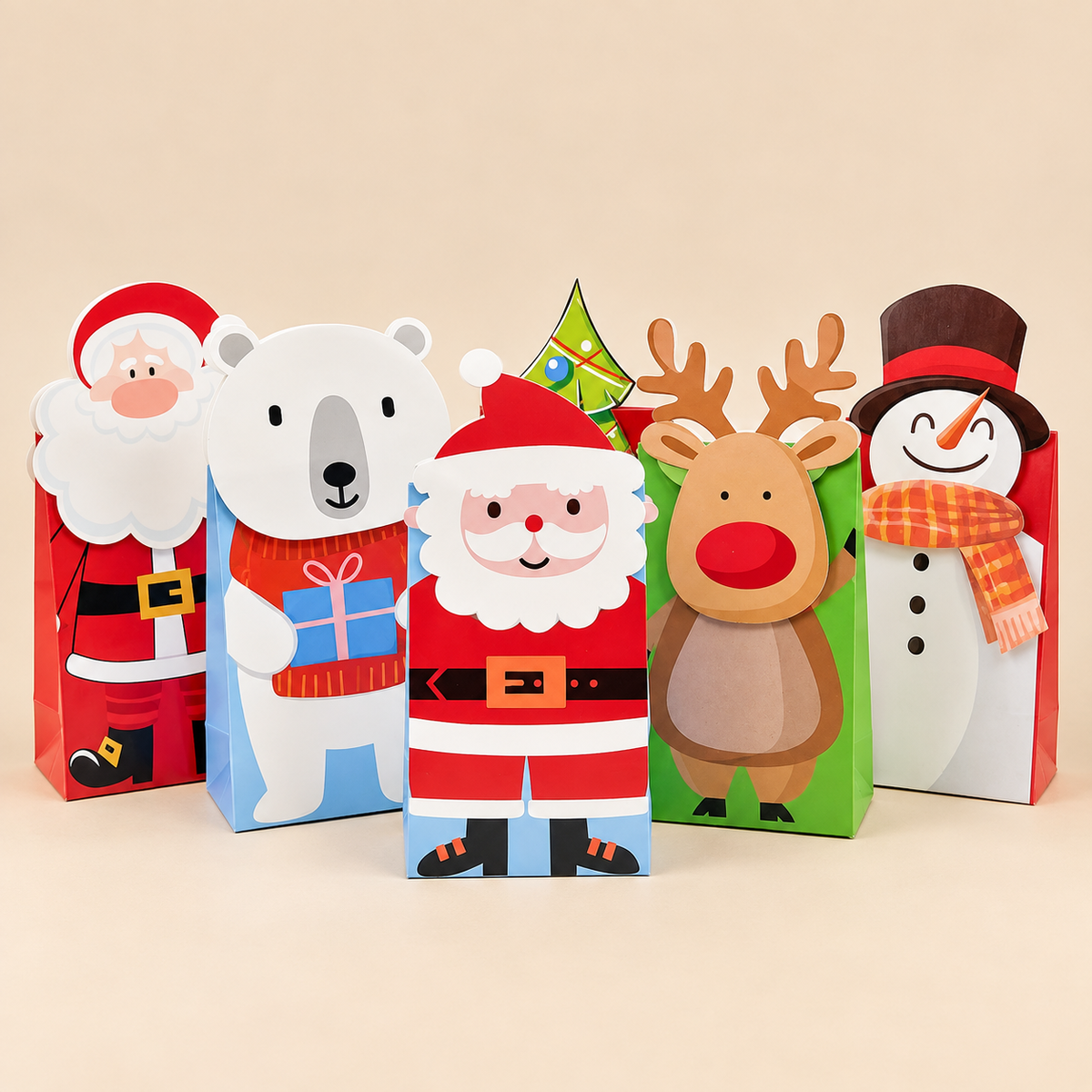 Sacchetto Regalo Natalizio in Carta 8,5 x 6 x H 18 cm - Fantasia Assortita