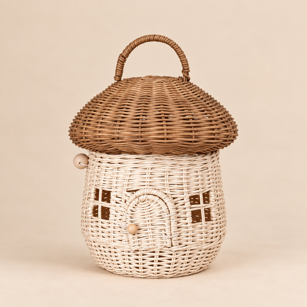 Casetta Fungo in Rattan Naturale Large 24 cm