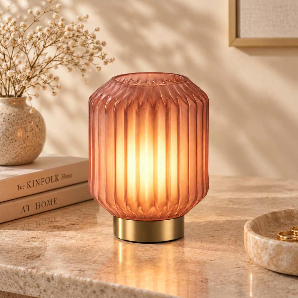 Lampada da Tavolo Bright Lamp Rosa Antico Ø 13 x H 17 cm – Vetro Modellato a Mano
