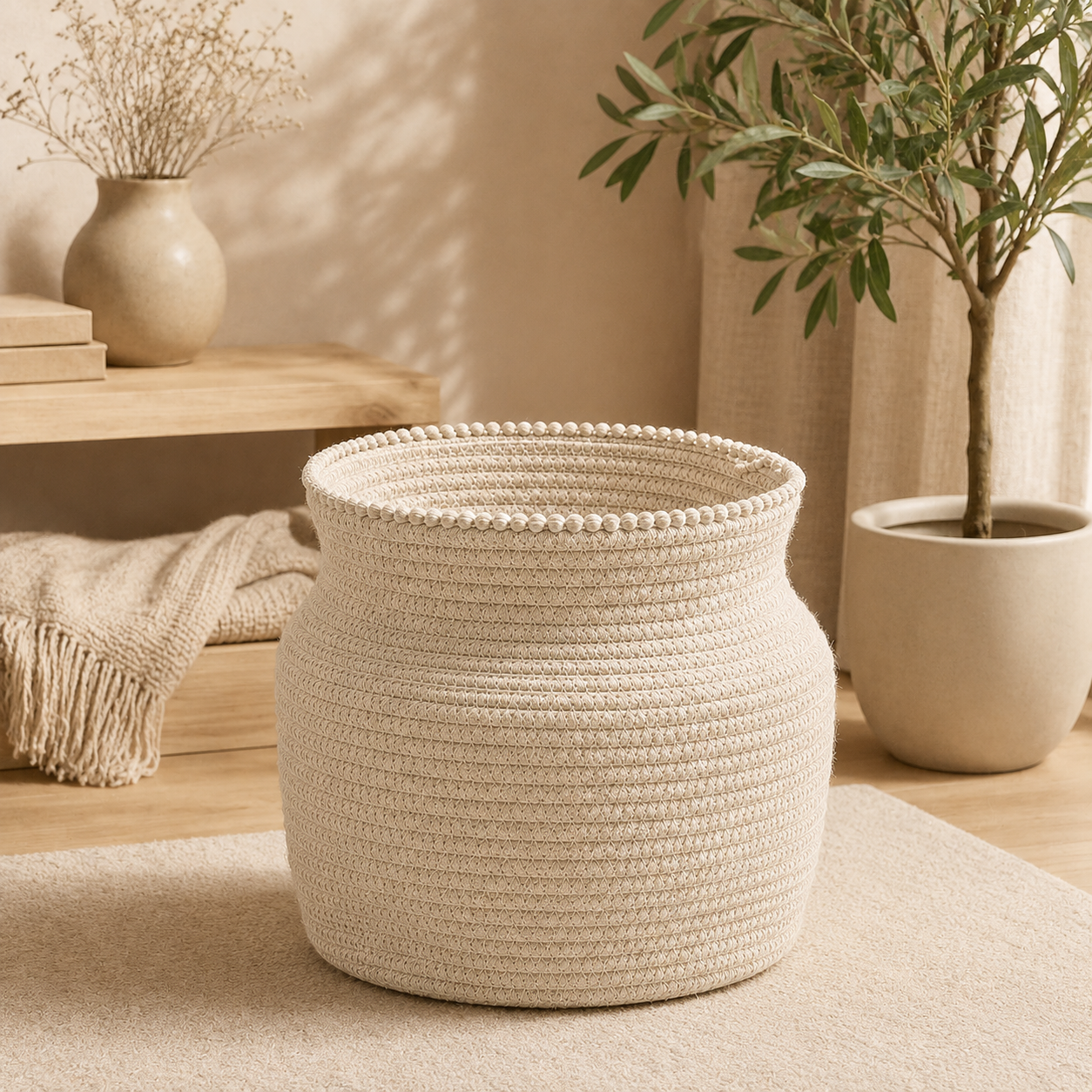 Cesto in Cotone Naturale – Ø 24 x H 26 cm