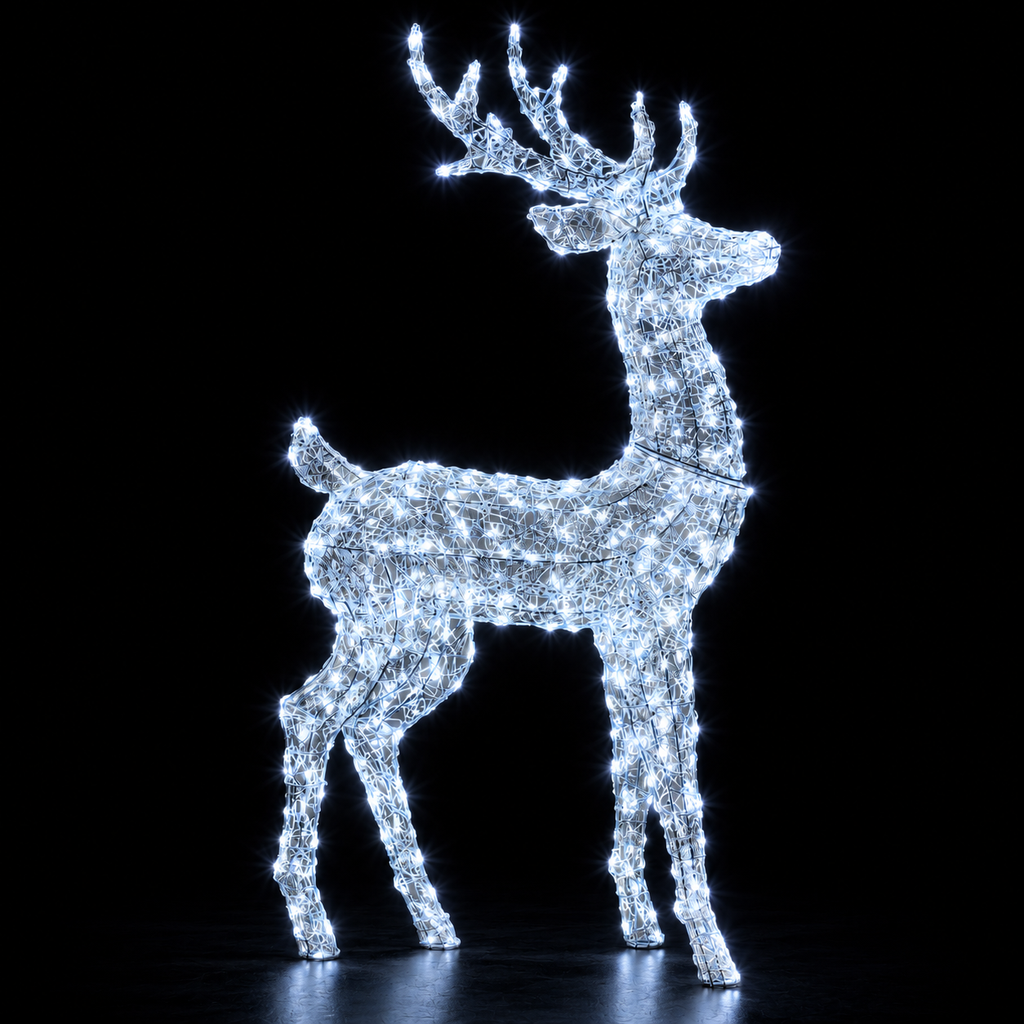 Renna Luminosa 3D H160 cm 380 LED Bianco Freddo con Timer