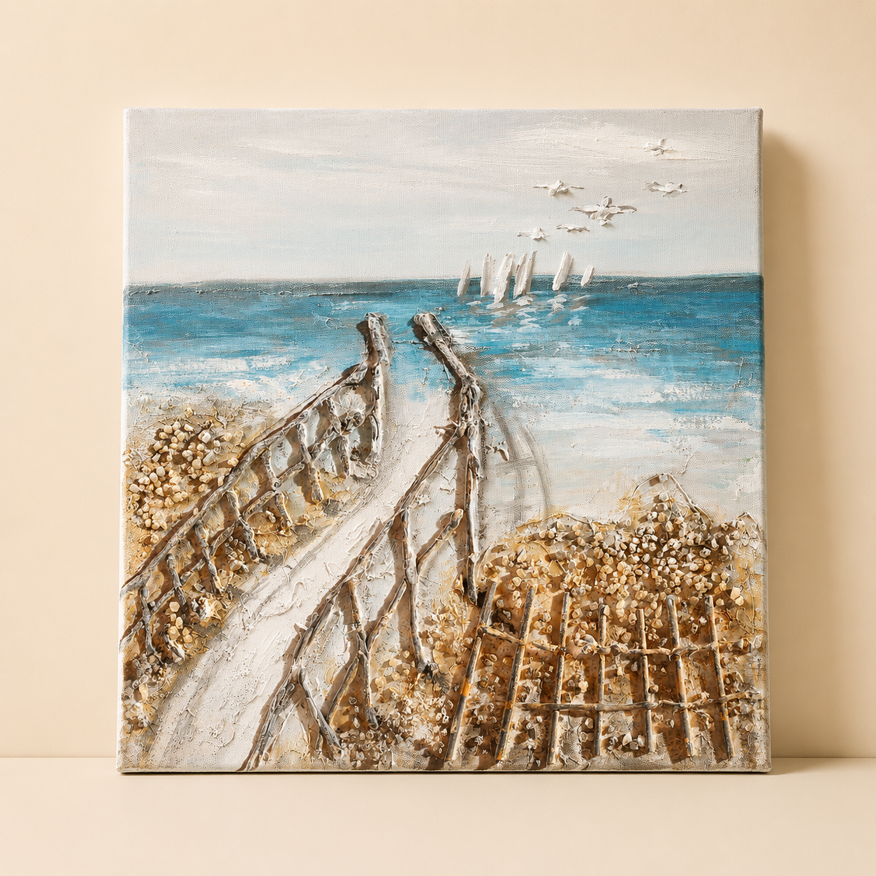 Dipinto a Mano Spiaggia – 30 x 30 cm