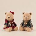 Orsetto Natalizio Seduto con Cappotto Tartan h.20cm
