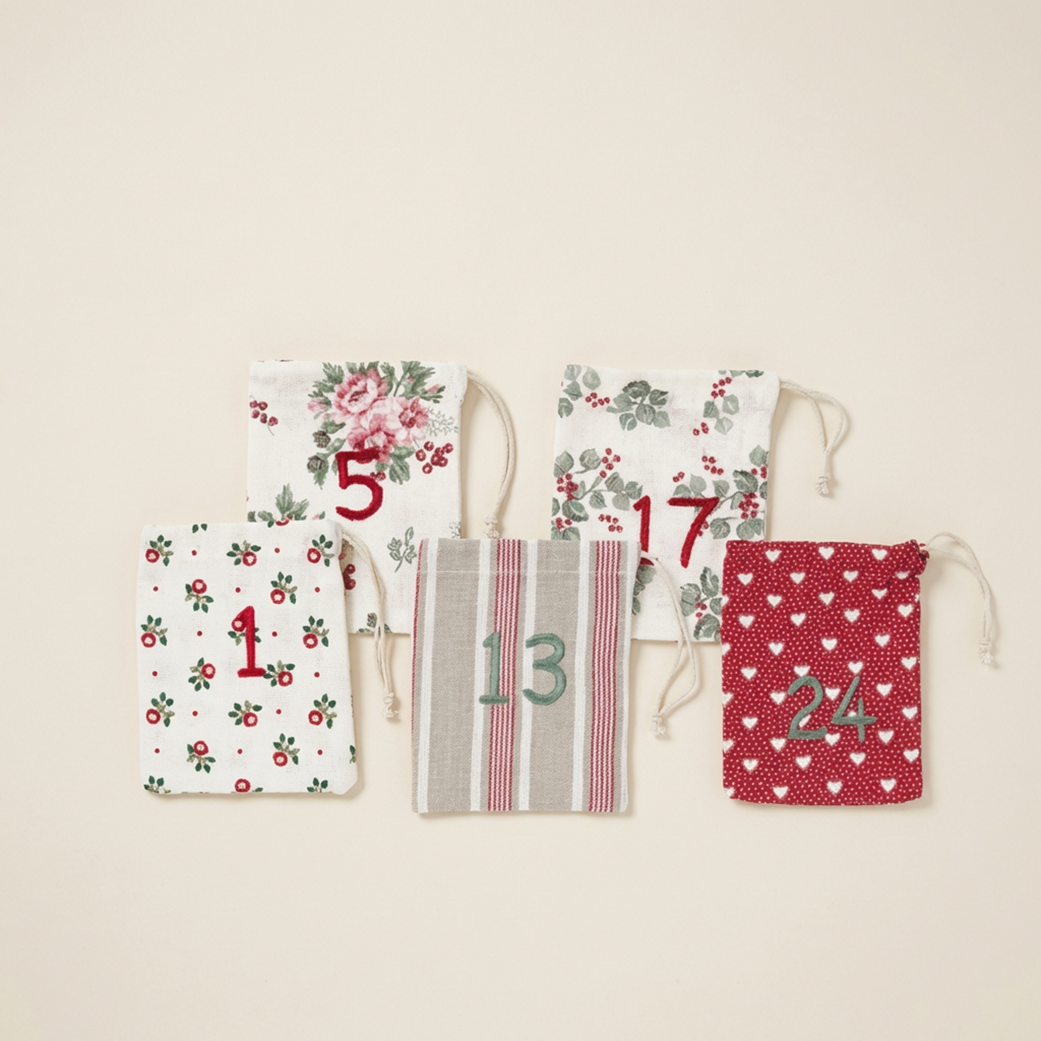 Calendario dell’Avvento Charline – Set 25 Sacchetti in Cotone