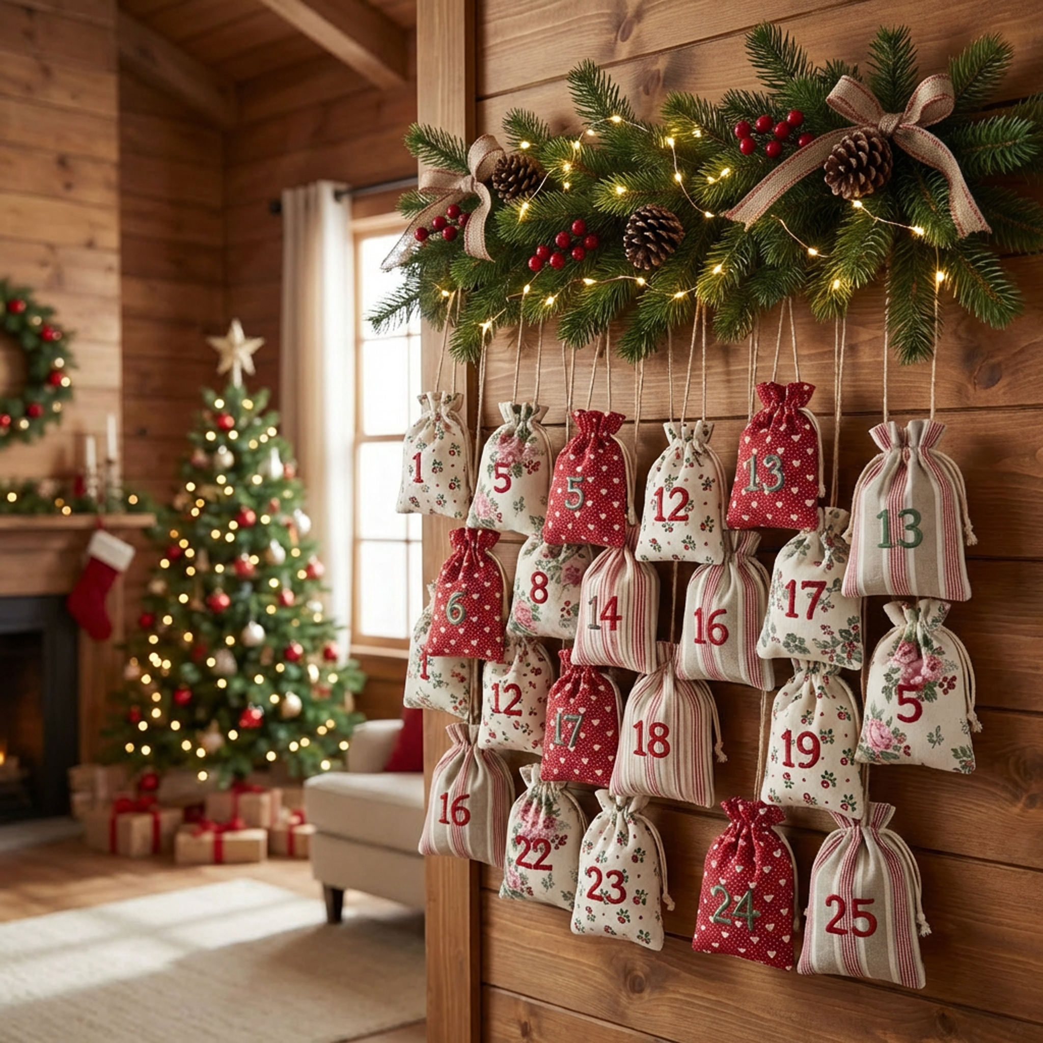 Calendario dell’Avvento Charline – Set 25 Sacchetti in Cotone