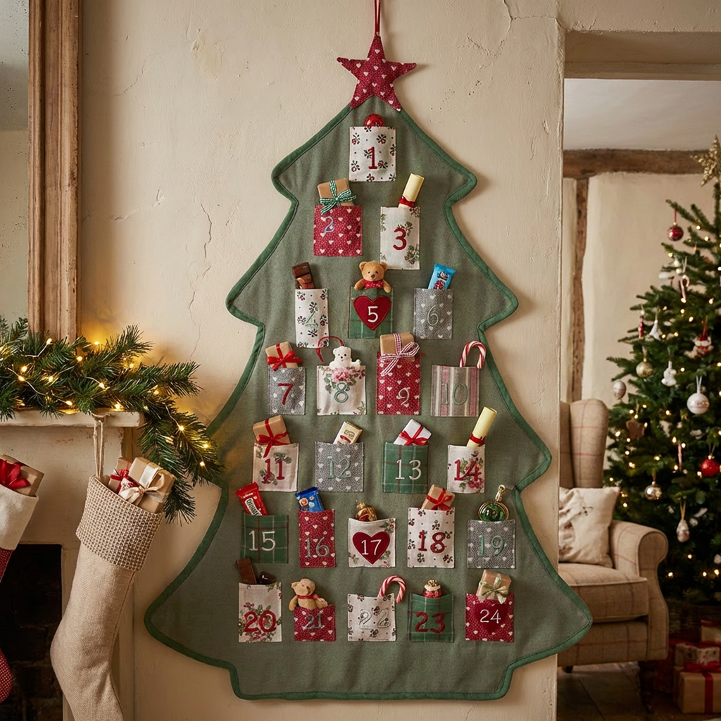 Calendario dell’Avvento Charline Albero in stoffa 100cm
