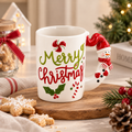 Tazza Natalizia EDG in Ceramica Merry Christmas con Manico Pupazzo di Neve (Seconda Scelta)