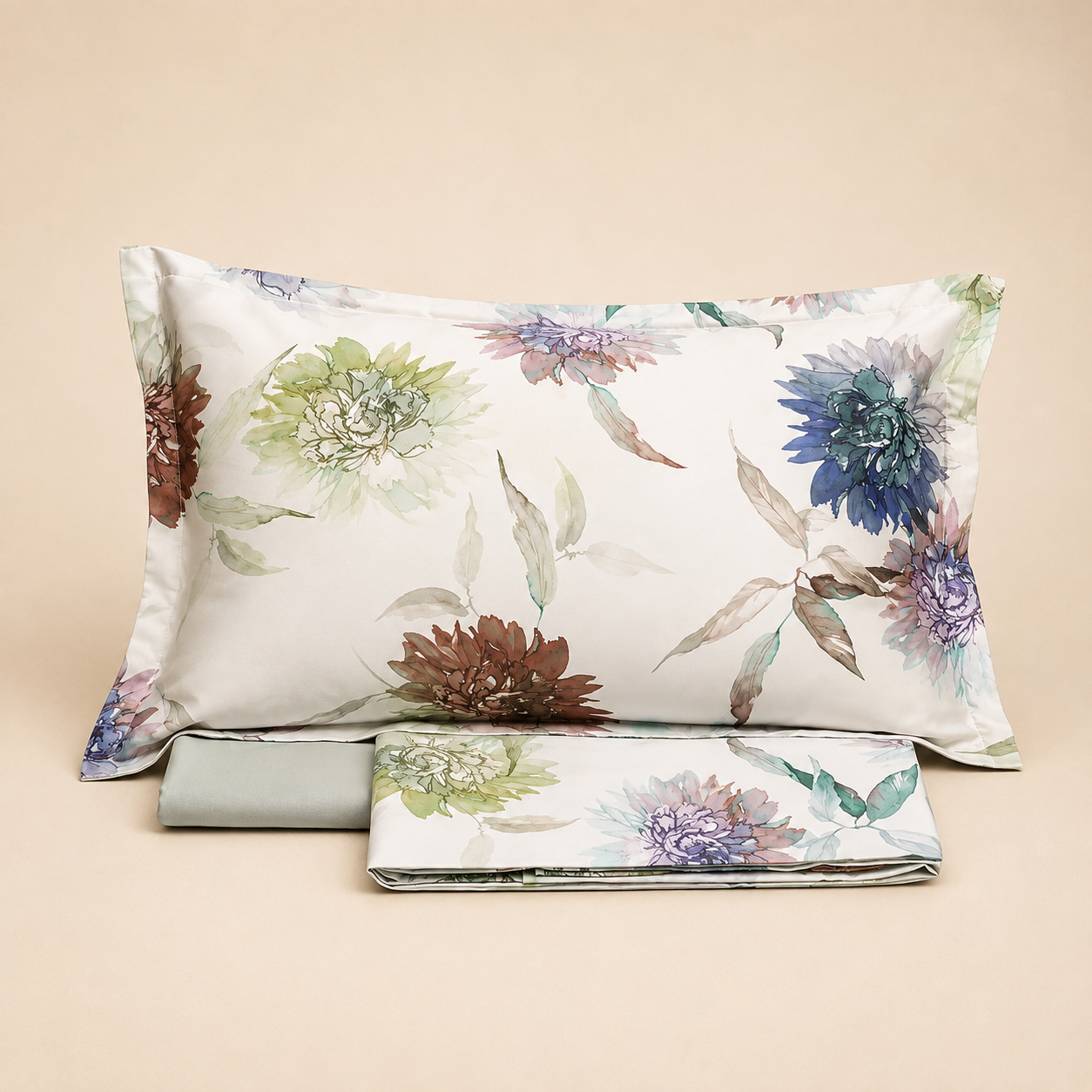 Completo Lenzuola Matrimoniale Bloom – Raso di Puro Cotone 300 TC – Marilyn