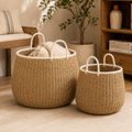 Cesto Intrecciato Naturale con Manici – Disponibile in 2 Dimensioni
