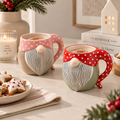 Tazza Natalizia EDG in Ceramica a Forma di Gnomo con Cappello a Pois