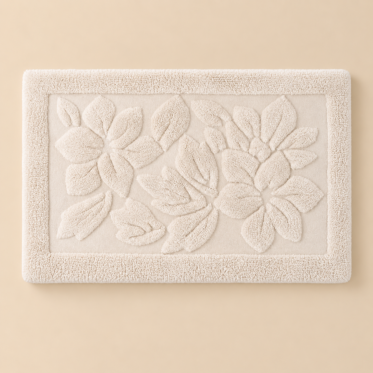 Tappeto Bagno con Fiori Blanc Mariclò Panna 50 x 80 cm