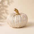 Zucca Decorativa Bianca e Oro in Ceramica – Ø 12 x H 10 cm