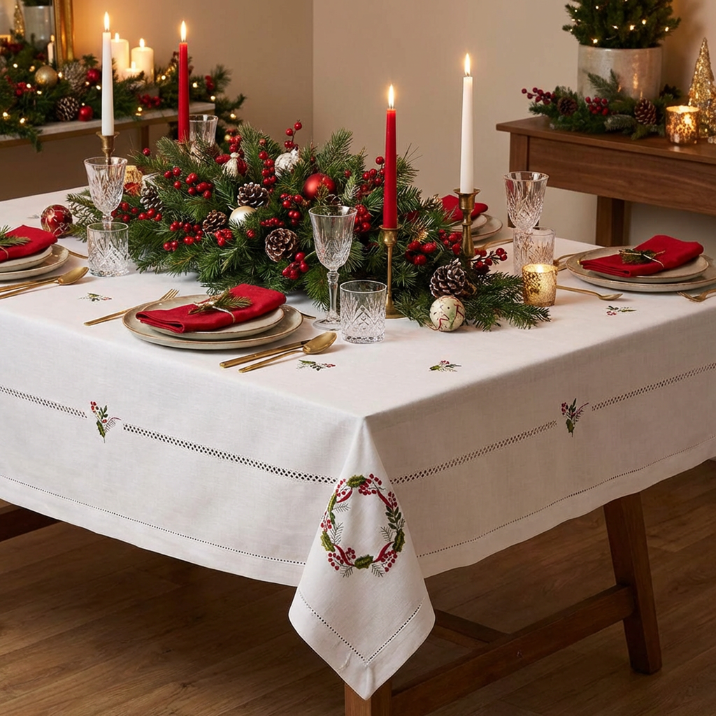 Tovaglia centrotavola Jingle Bells 110x110cm