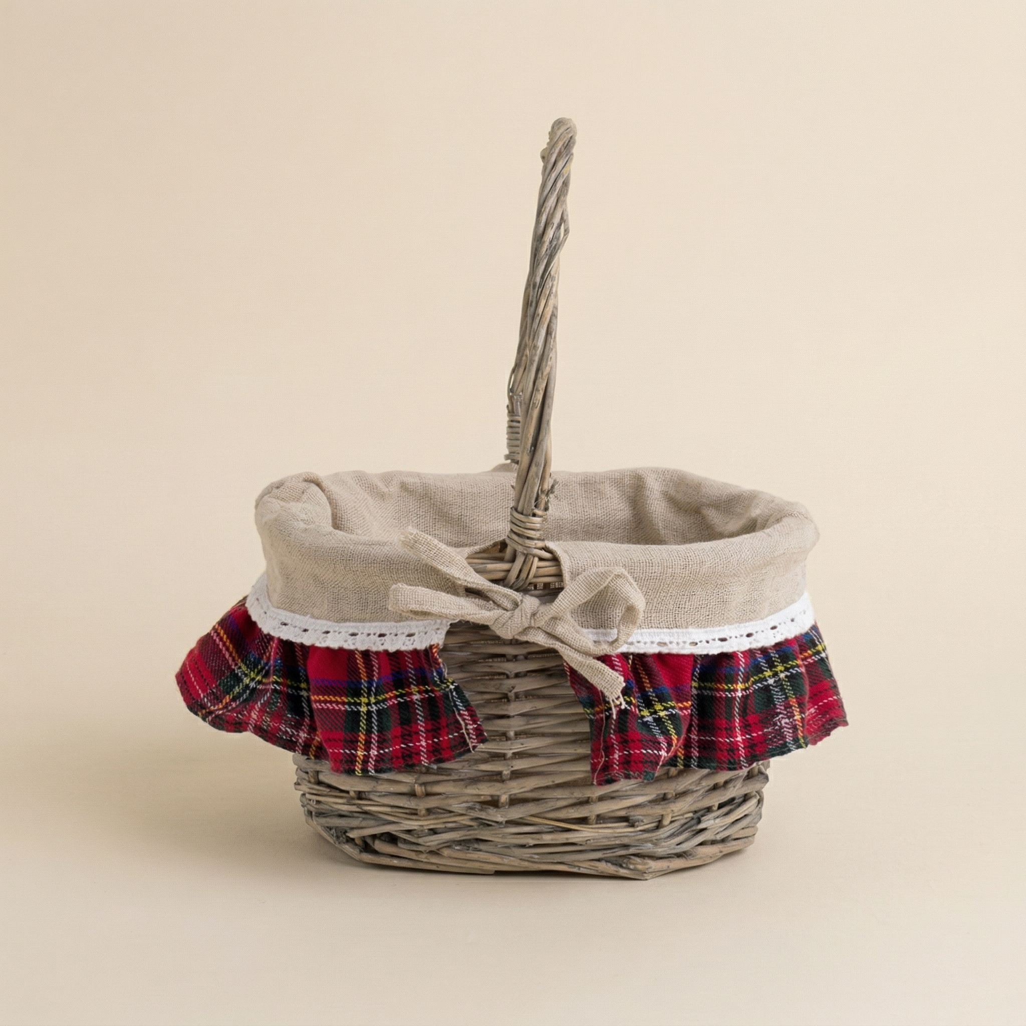 Cestino con manico tartan
