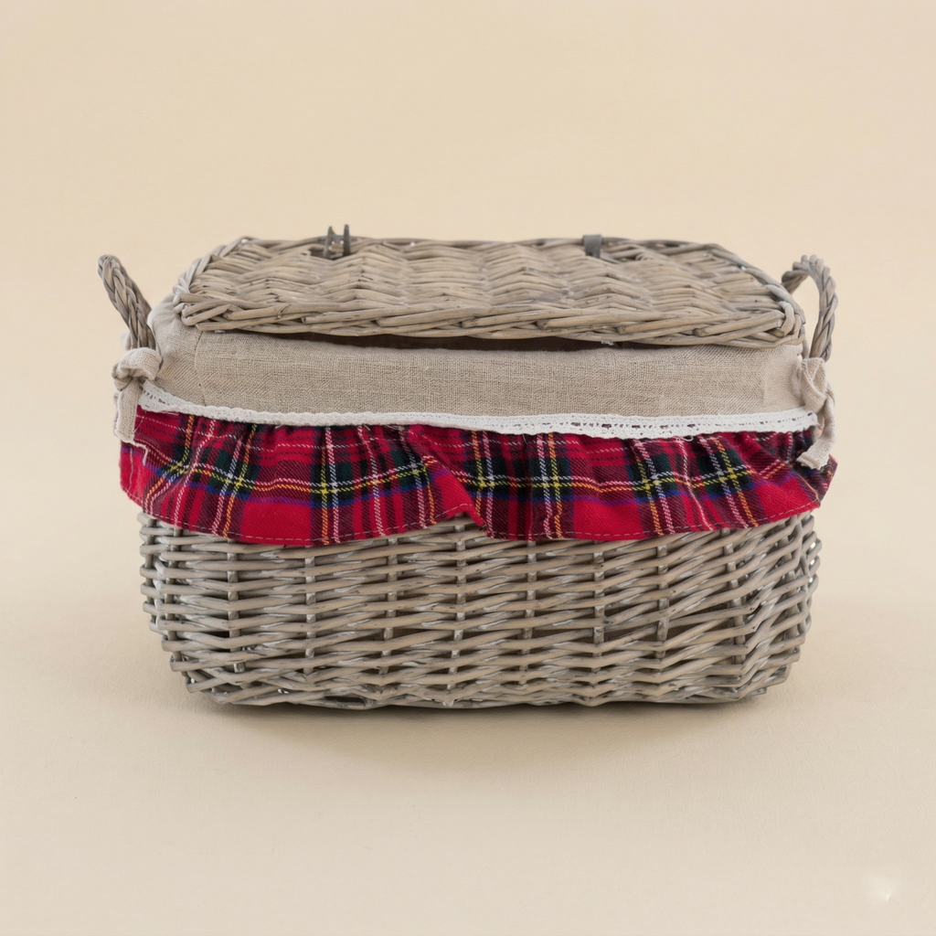 Cestino tartan con coperchio