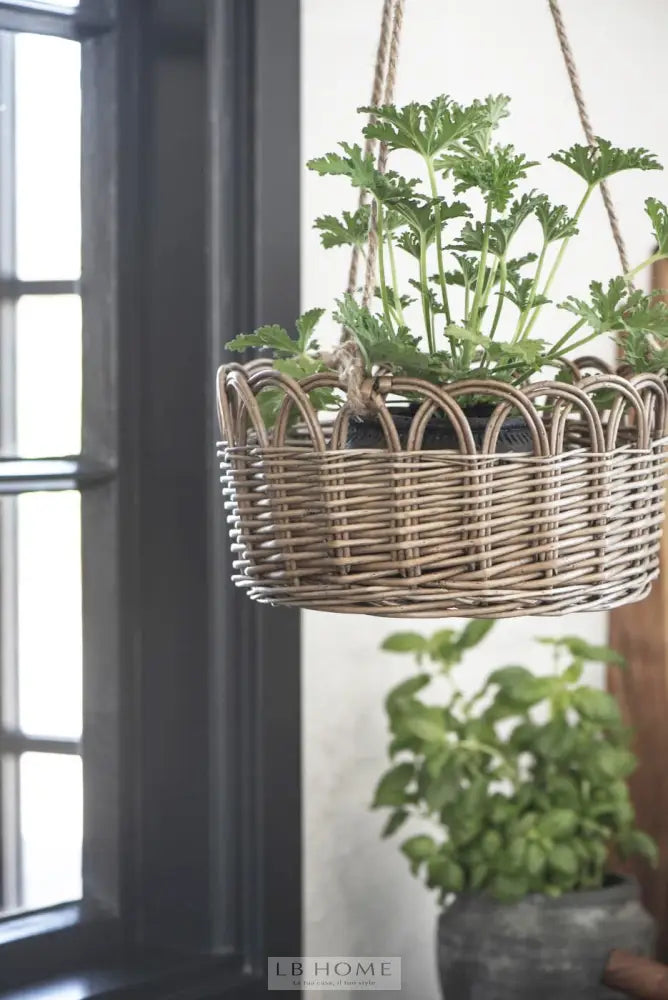 Cesto sospeso con corda di iuta Cesto