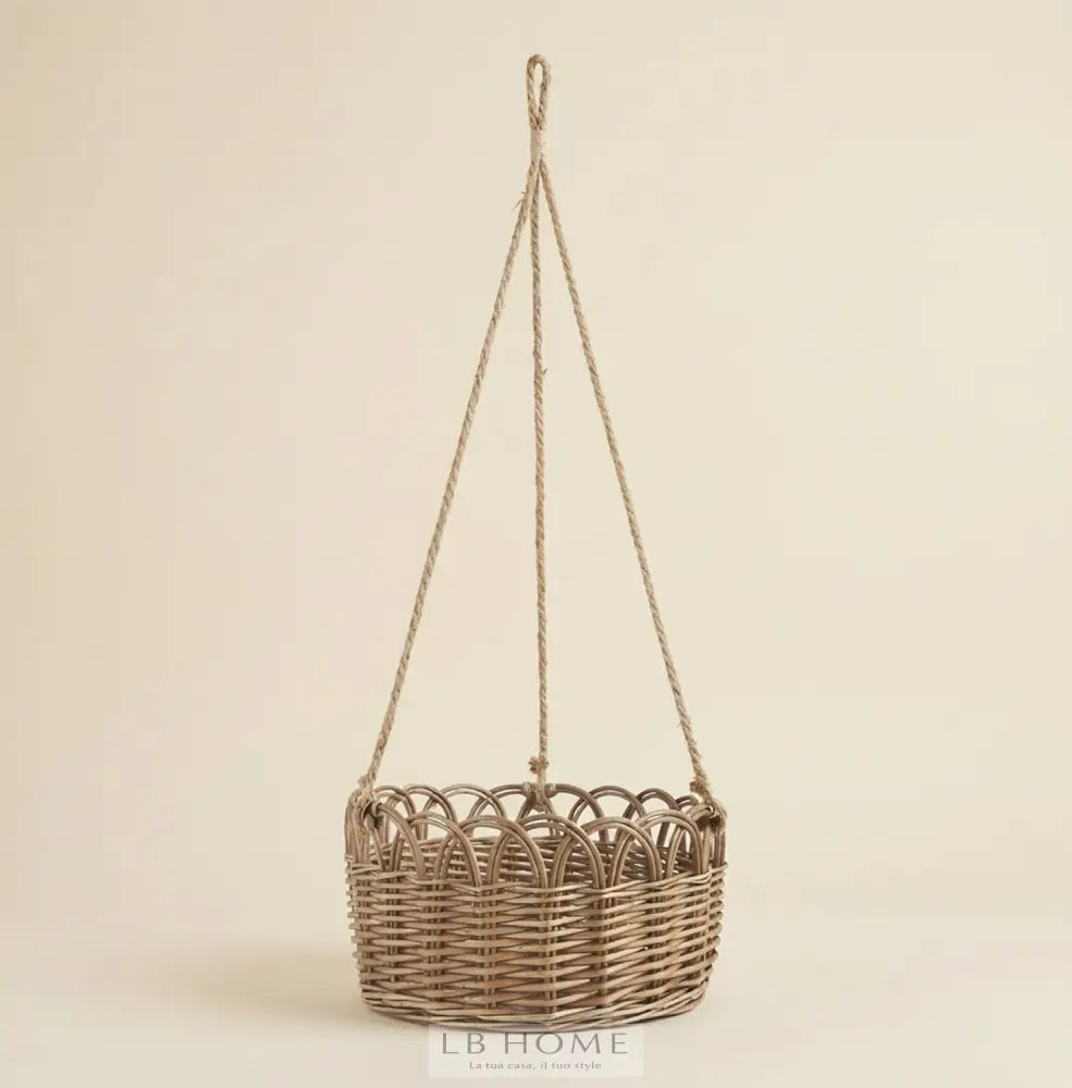 Cesto sospeso con corda di iuta Cesto