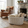 Cesto ovale rattan bianco 50cm