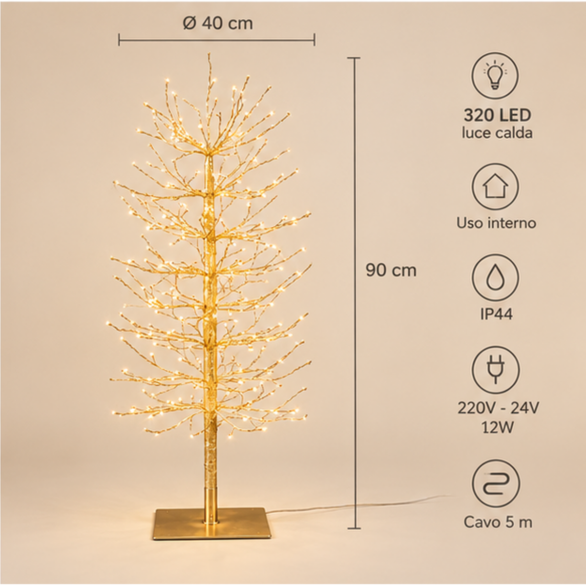 Faggio Luminoso 320 LED EDG - Enzo De Gasperi h.90 cm