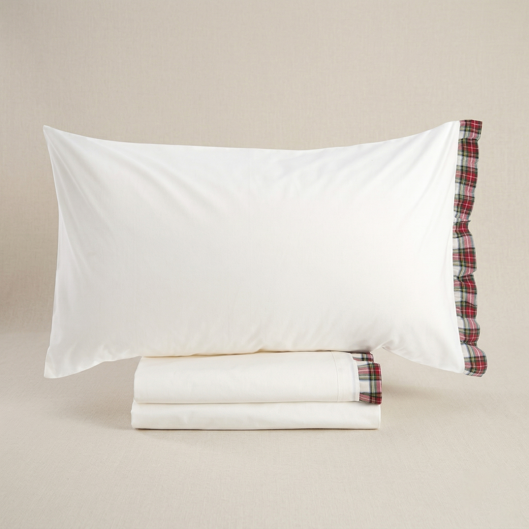 Completo letto 2 piazze Tartan avorio