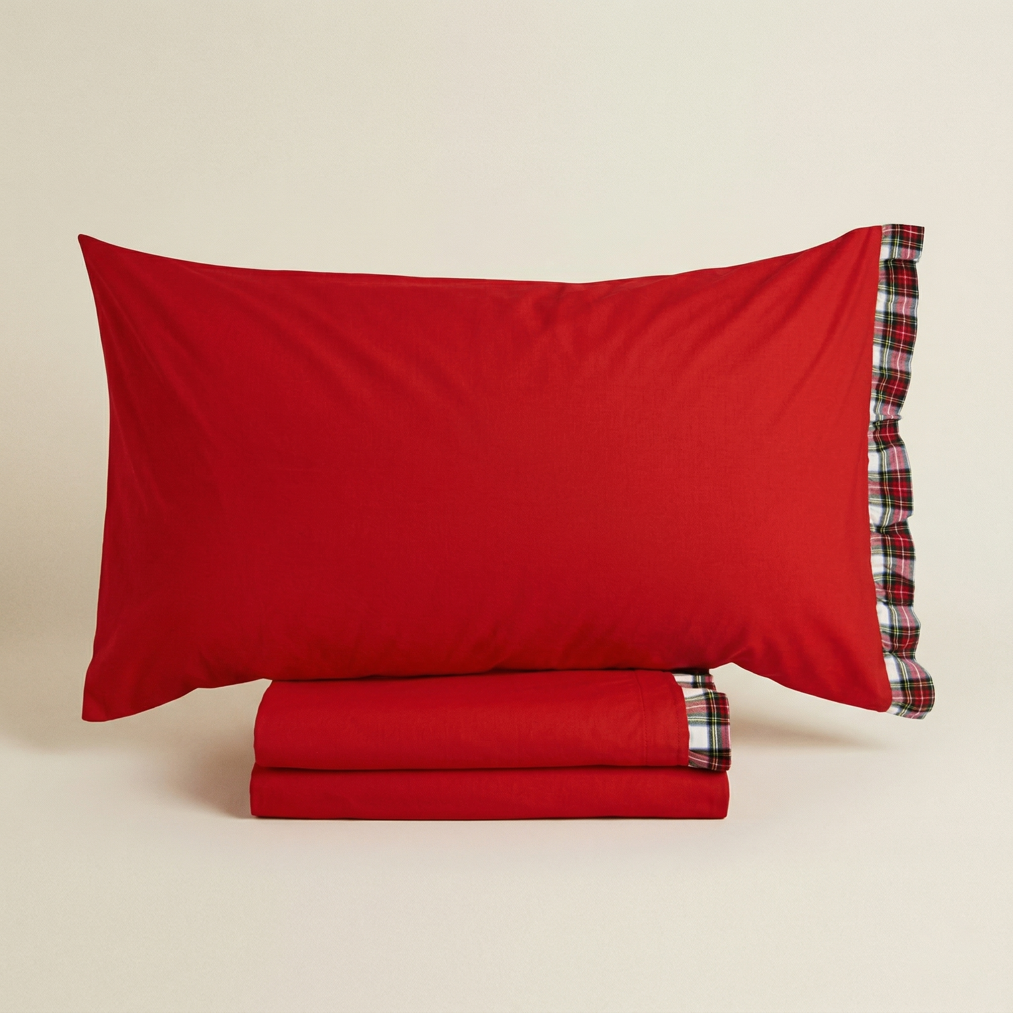Completo letto 2 piazze Tartan rosso