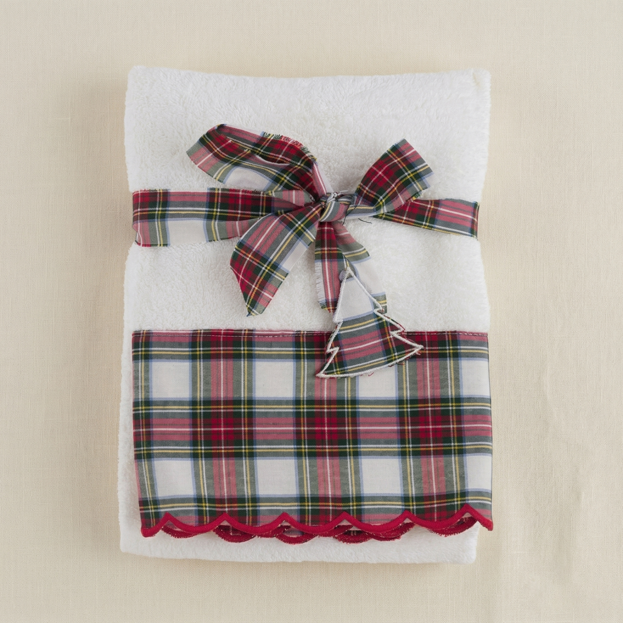 Coppia spugna Christmas tartan bianco