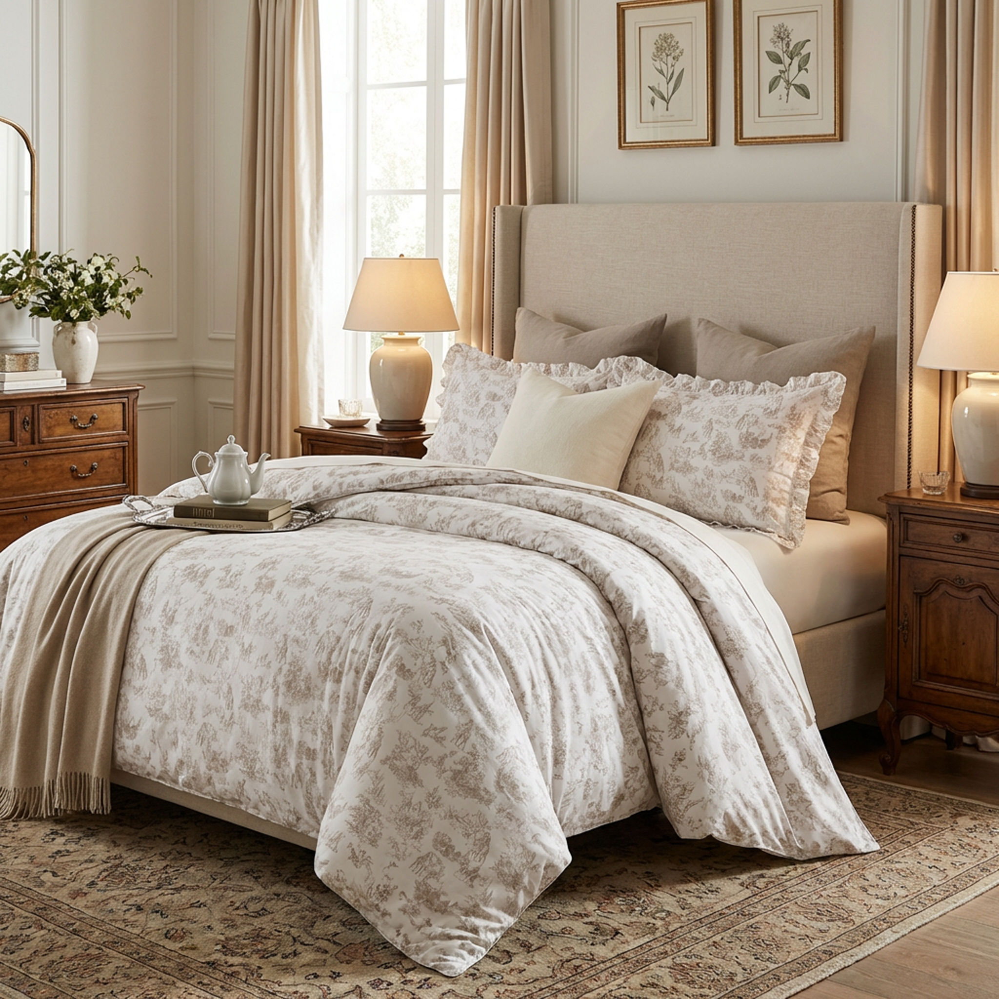 Parure copripiumino matrimoniale Toile de Jouy