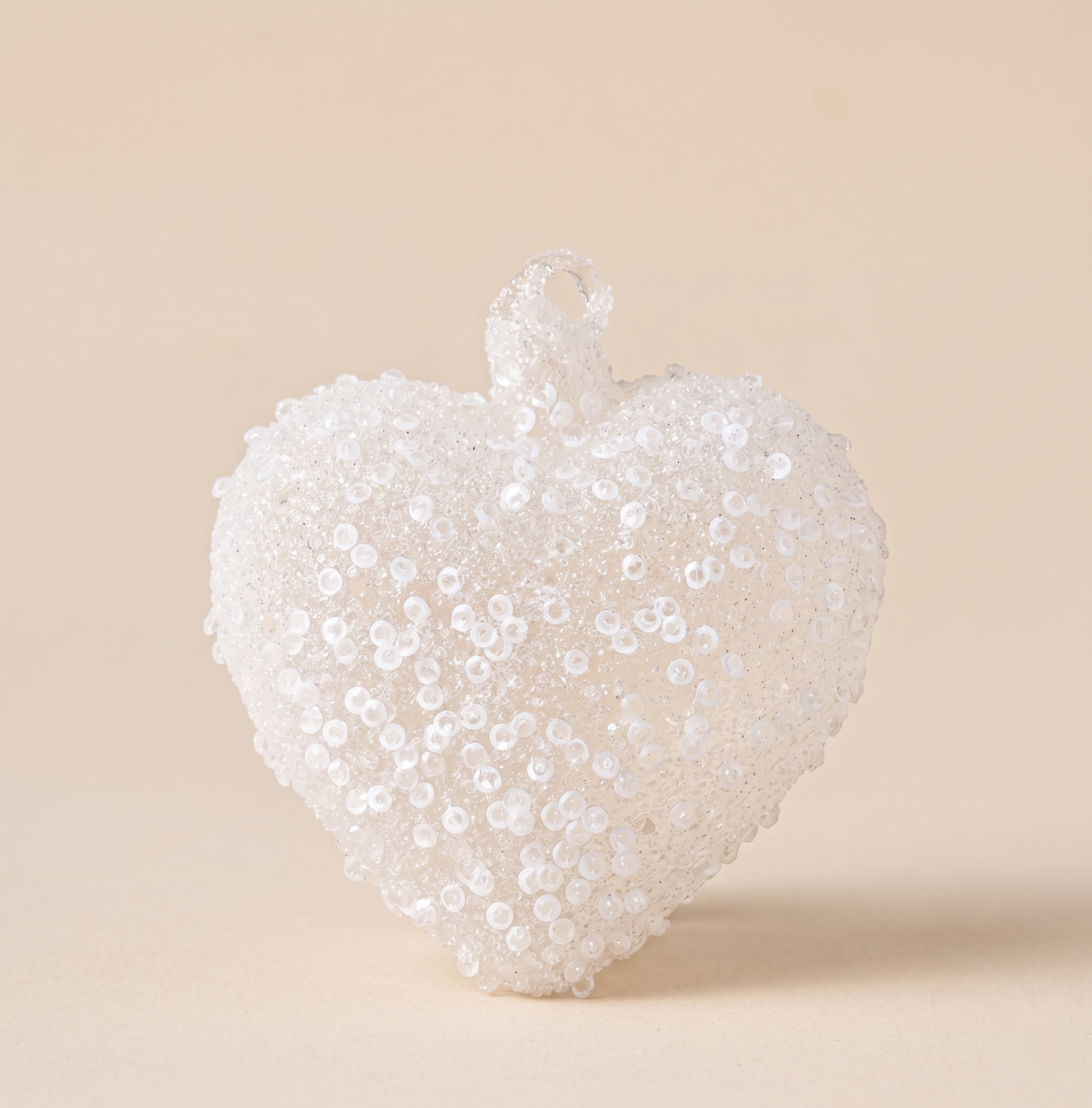 Cuore vetro glitter bianco