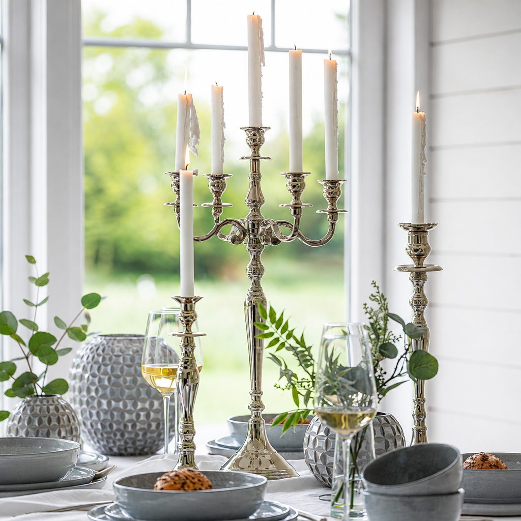 Candelabro Silver in Alluminio h.45cm
